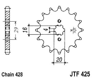 Reťazové koliečko JT JTF 425-15 15T, 428